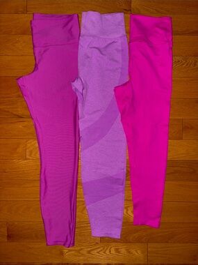 PINK Victoria's Secret Under Armour Bundle 3 Leggings Hot Pink L